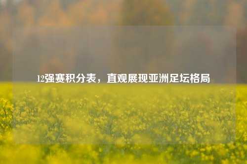 12强赛积分表，直观展现亚洲足坛格局