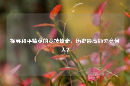 探寻和平精英的竞技传奇，历史最高KD究竟何人？