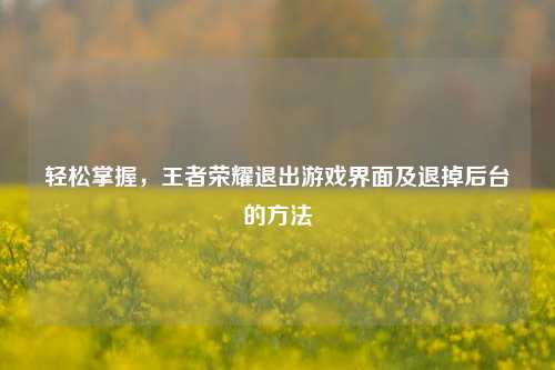 轻松掌握,王者荣耀退出游戏界面及退掉后台的方法