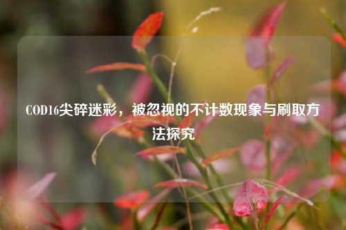 COD16尖碎迷彩,被忽视的不计数现象与刷取方法探究