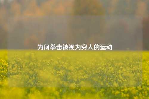 为何拳击被视为穷人的运动