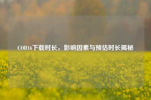 COD16下载时长,影响因素与预估时长揭秘