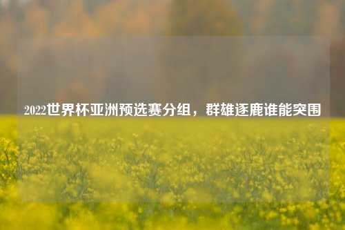 2022世界杯亚洲预选赛分组,群雄逐鹿谁能突围