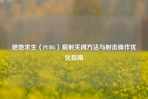 绝地求生（PUBG）肩射关闭方法与射击操作优化指南