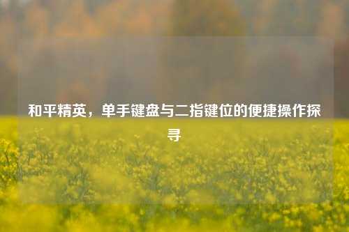 和平精英，单手键盘与二指键位的便捷操作探寻