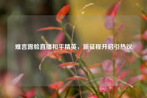 难言露脸直播和平精英，新征程开启引热议