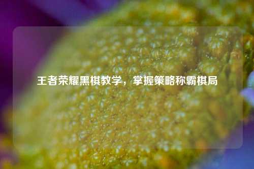 王者荣耀黑棋教学,掌握策略称霸棋局