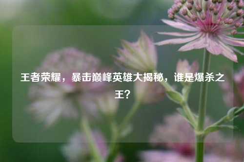 王者荣耀,暴击巅峰英雄大揭秘,谁是爆杀之王?
