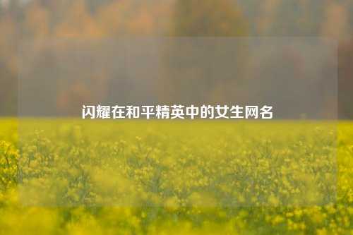 闪耀在和平精英中的女生网名