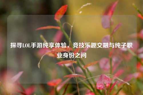探寻LOL手游纯享体验,竞技乐趣交融与纯子职业身份之问