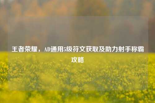 王者荣耀,AD通用5级符文获取及助力射手称霸攻略