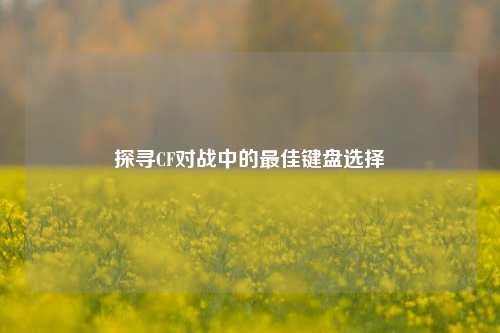 探寻CF对战中的最佳键盘选择