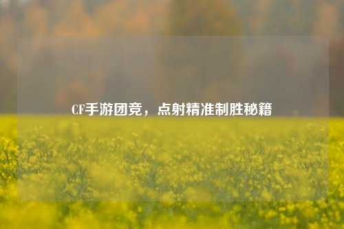 CF手游团竞,点射精准制胜秘籍