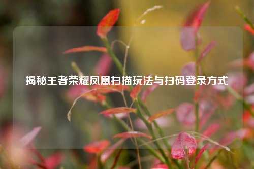 揭秘王者荣耀凤凰扫描玩法与扫码登录方式
