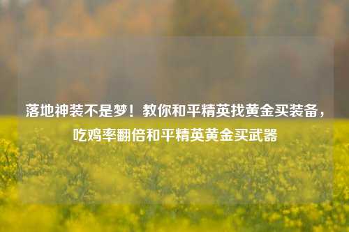 落地神装不是梦！教你和平精英找黄金买装备，吃鸡率翻倍和平精英黄金买武器