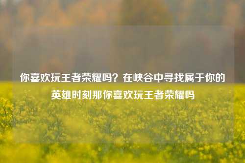 你喜欢玩王者荣耀吗？在峡谷中寻找属于你的英雄时刻那你喜欢玩王者荣耀吗