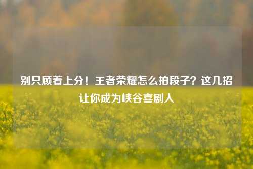 别只顾着上分！王者荣耀怎么拍段子？这几招让你成为峡谷喜剧人