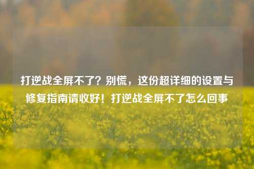 打逆战全屏不了？别慌，这份超详细的设置与修复指南请收好！打逆战全屏不了怎么回事