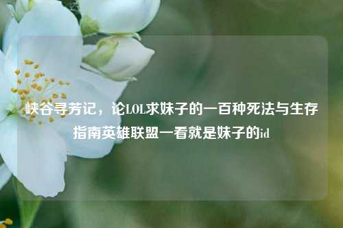 峡谷寻芳记，论LOL求妹子的一百种死法与生存指南英雄联盟一看就是妹子的id