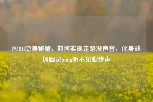PUBG隐身秘籍，如何实现走路没声音，化身战场幽灵pubg听不见脚步声