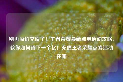 别再原价充值了！王者荣耀最新点券活动攻略，教你如何省下一个亿！充值王者荣耀点券活动在哪