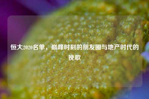 恒大2020名单，巅峰时刻的朋友圈与地产时代的挽歌