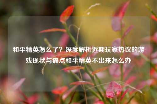 和平精英怎么了？深度解析近期玩家热议的游戏现状与痛点和平精英不出来怎么办