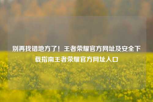 别再找错地方了！王者荣耀官方网址及安全下载指南王者荣耀官方网址入口
