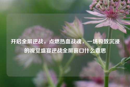 开启全屏逆战，点燃热血战魂，一场极致沉浸的视觉盛宴逆战全屏窗口什么意思