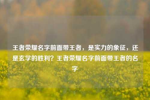 王者荣耀名字前面带王者，是实力的象征，还是玄学的胜利？王者荣耀名字前面带王者的名字
