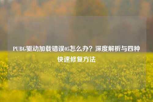 PUBG驱动加载错误05怎么办？深度解析与四种快速修复方法