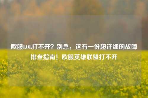 欧服LOL打不开?别急,这有一份超详细的故障排查指南!欧服英雄联盟打不开