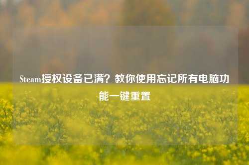 Steam授权设备已满？教你使用忘记所有电脑功能一键重置