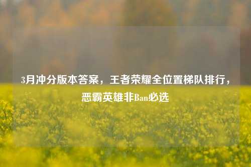 3月冲分版本答案，王者荣耀全位置梯队排行，恶霸英雄非Ban必选