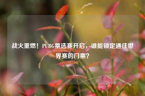 战火重燃！PUBG票选赛开启，谁能锁定通往世界赛的门票？