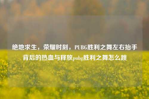 绝地求生，荣耀时刻，PUBG胜利之舞左右抬手背后的热血与释放pubg胜利之舞怎么跳