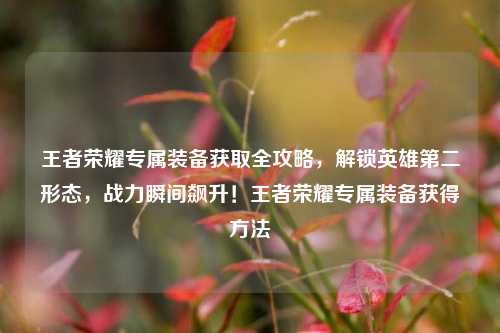 王者荣耀专属装备获取全攻略，解锁英雄第二形态，战力瞬间飙升！王者荣耀专属装备获得方法