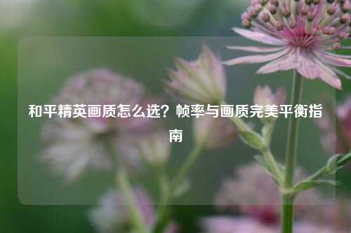 和平精英画质怎么选？帧率与画质完美平衡指南