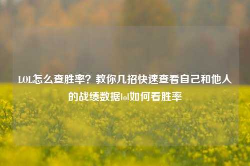 LOL怎么查胜率？教你几招快速查看自己和他人的战绩数据lol如何看胜率