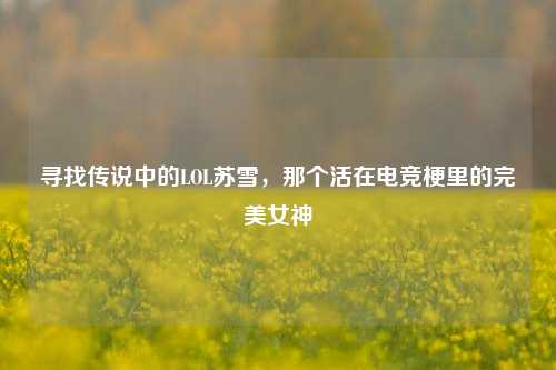 寻找传说中的LOL苏雪，那个活在电竞梗里的完美女神
