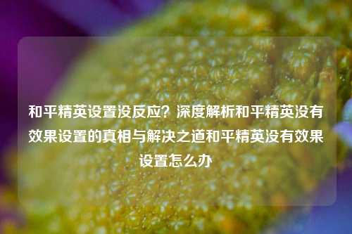 和平精英设置没反应?深度解析和平精英没有效果设置的真相与解决之道和平精英没有效果设置怎么办