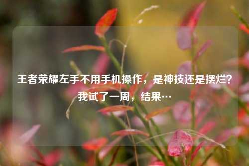 王者荣耀左手不用手机操作,是神技还是摆烂?我试了一周,结果…