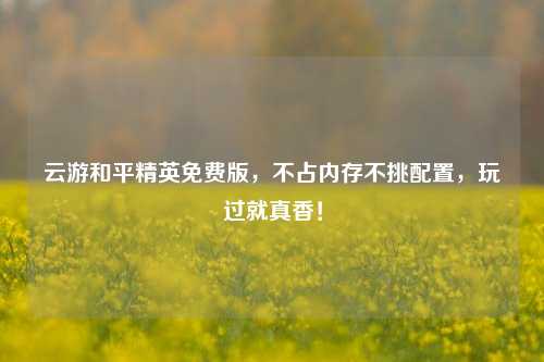 云游和平精英免费版，不占内存不挑配置，玩过就真香！