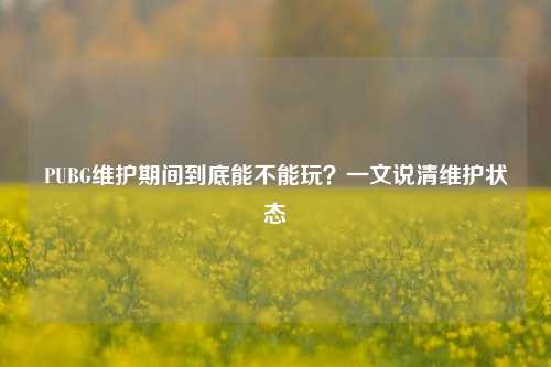 PUBG维护期间到底能不能玩？一文说清维护状态
