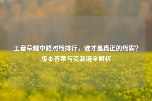 王者荣耀中路对线排行,谁才是真正的线霸?版本答案与克制链全解析