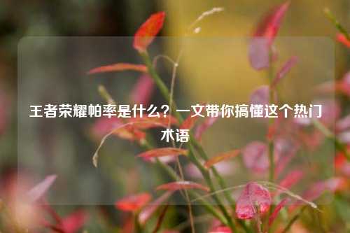 王者荣耀帕率是什么？一文带你搞懂这个热门术语
