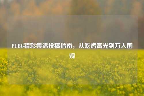 PUBG精彩集锦投稿指南，从吃鸡高光到万人围观