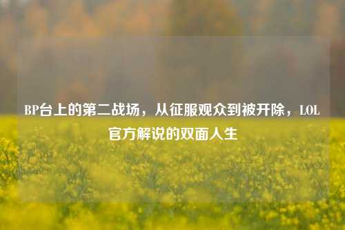 BP台上的第二战场，从征服观众到被开除，LOL官方解说的双面人生