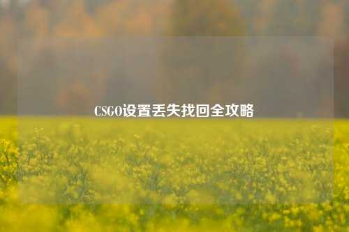 CSGO设置丢失找回全攻略