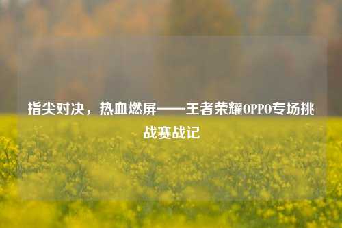 指尖对决，热血燃屏——王者荣耀OPPO专场挑战赛战记